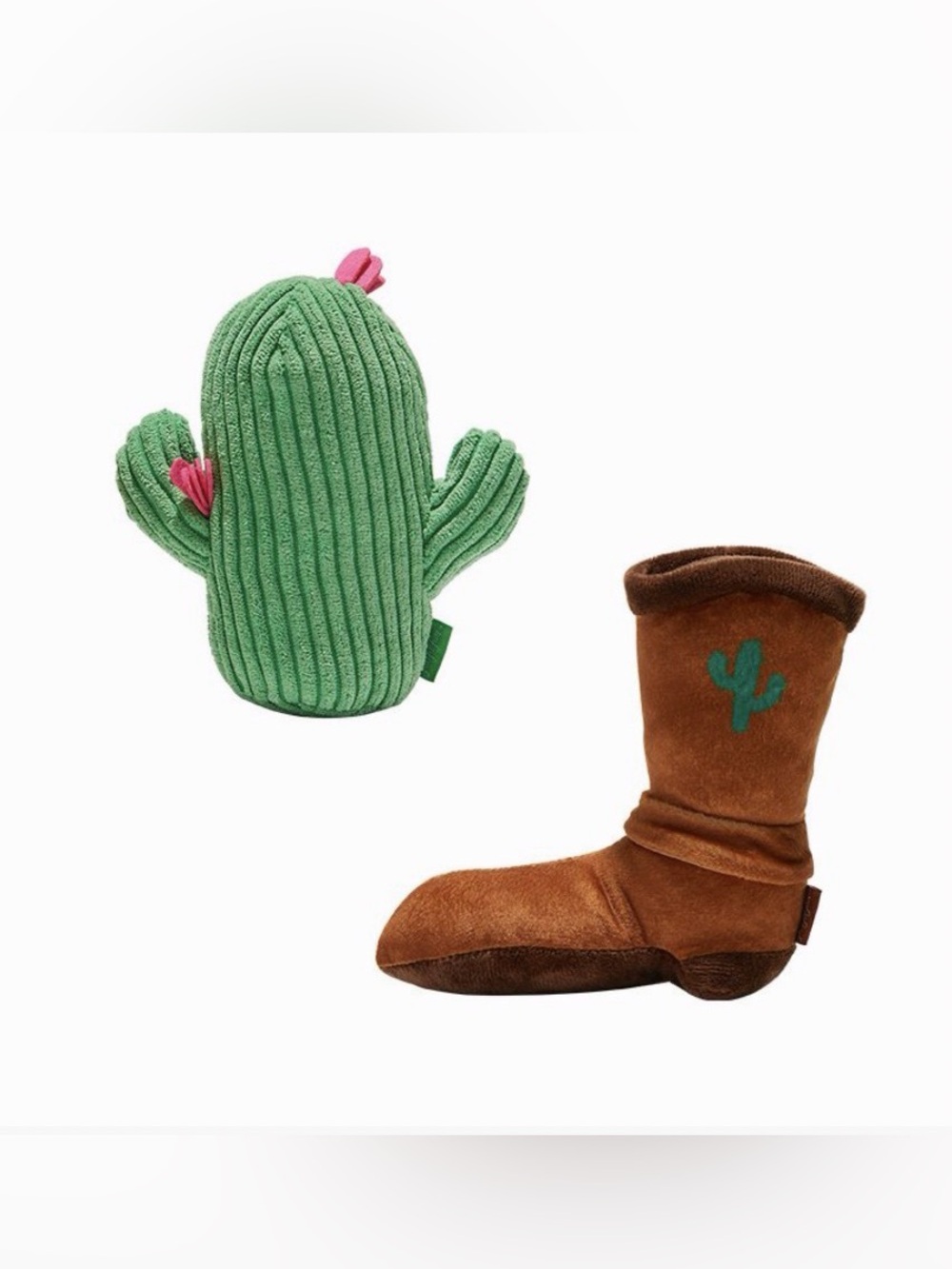 Wild West Cowboy Boot & Cactus Dog Toys with Squeakers